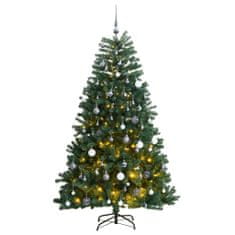 Vidaxl csuklópántos műkarácsonyfa 300 LED-del és gömbökkel 210 cm 3210165