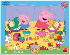 Dino Toys Puzzle Pepa Pig játszik Shapes 12 darab egy szőnyegen