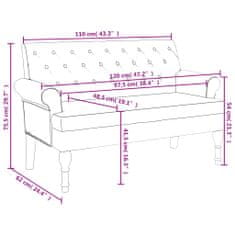 Greatstore világosszürke szövet pad háttámlával 120 x 62 x 75,5 cm