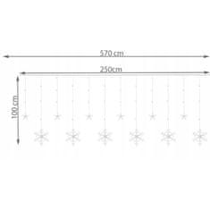 Northix Fényfüggöny LED lámpákkal - hópelyhek és csillagok 