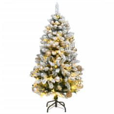 Vidaxl csuklópántos műkarácsonyfa 150 LED-del és gömbökkel 120 cm 3210097