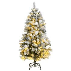 Vidaxl csuklópántos műkarácsonyfa 150 LED-del és gömbökkel 120 cm 3210105