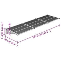 Vidaxl fekete és átlátszó polikarbonát ajtóelőtető 297,5 x 90 cm 153687