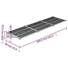 Vidaxl fekete és átlátszó polikarbonát ajtóelőtető 358,5 x 90 cm 153688