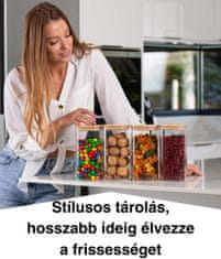 Deco Haus Deco Haus 4 db újrafelhasználható üveg tárolóüveg készlet bambusz fedéllel - 20cm magas, szélesség 10cm