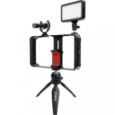 Synco Vlogger Kit 1 vlogging szett okostelefonokhoz, mikrofon, LED, mini állvány, mobiltelefon cage (SY-VKIT-1)