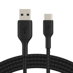 Belkin BOOST CHARGE USB-C - USB-A harisnyázott kábel 1m fekete (CAB002bt1MBK) (CAB002bt1MBK)