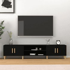 Vidaxl fekete szerelt fa TV-szekrény 180 x 31,5 x 40 cm (816257)