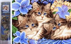 Norimpex Gyémánt festmény Három cica virágban 30x40cm