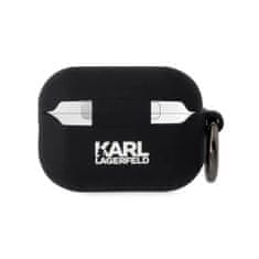TKG Airpods PRO 2 tartó: Karl Lagerfeld 3D Karl Head - fekete szilikon tok karabinerrel