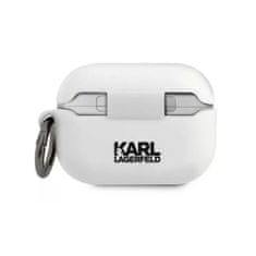 TKG Airpods PRO 1 tartó: Karl Lagerfeld Karl Text - fehér szilikon tok karabinerrel