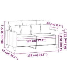 Vidaxl 2 személyes világossárga szövet kanapé 120 cm 359264