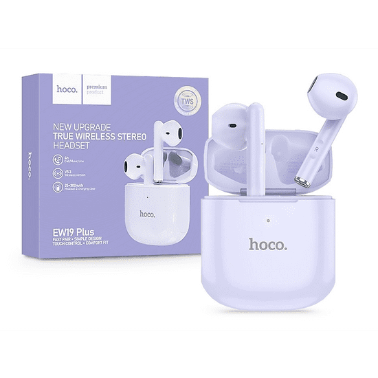 Hoco TWS Bluetooth sztereó headset v5.3 + töltőtok - EW19 Plus True Wireless Earphones with Charging Case - lila (HC791016)