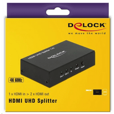 DELOCK HDMI UHD-es elosztó 1 x HDMI-bemenet > 2 x HDMI-kimenet 4K (18682) (18682)