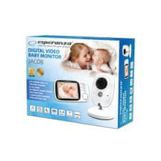 Esperanza Babafigyelő bébiszitter éjszakai videokamerával és 3,2"-es LCD képernyővel akár 260 méterig