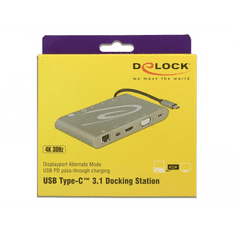 DELOCK USB-C 3.1 Docking Station 4K 30Hz sötétszürke (87297) (dl87297)