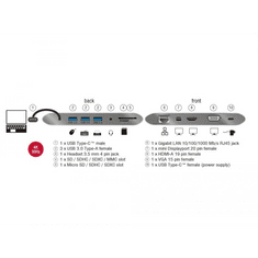 DELOCK USB-C 3.1 Docking Station 4K 30Hz sötétszürke (87297) (dl87297)