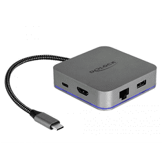 DELOCK USB Type-C dokkoló állomás mobil eszközökhöz 4K - HDMI / Hub / LAN / PD 3.0 LED kijelzővel (87742) (d87742)