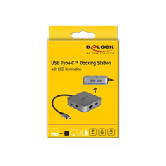 DELOCK USB Type-C dokkoló állomás mobil eszközökhöz 4K - HDMI / Hub / LAN / PD 3.0 LED kijelzővel (87742) (d87742)