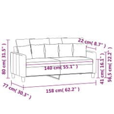 Vidaxl 2 személyes világossárga szövet kanapé 140 cm 359272