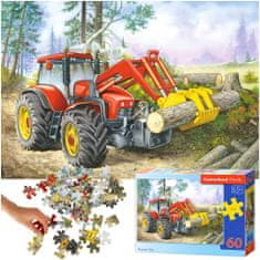 WOWO CASTORLAND Puzzle traktor markolóval az erdőben, 60 db, 5 év feletti gyermekek számára