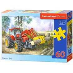 WOWO CASTORLAND Puzzle traktor markolóval az erdőben, 60 db, 5 év feletti gyermekek számára