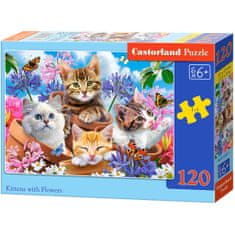 WOWO CASTORLAND Puzzle Virágos kiscicák - 120 db, 6 év feletti gyerekeknek