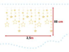 WOWO 2,5 m-es LED-es csillagfüggöny 138 meleg fehér fénnyel