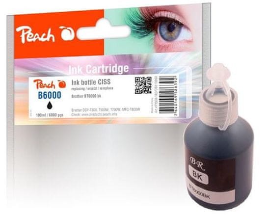 Peach kompatibilis patron Brother CISS BT6000, fekete pigment, PI500-180, 100ml