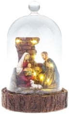 MagicHome karácsonyi dekoráció, Betlehem üvegkupolában, 7 LED, 2x AAA, belső, 11,8 x 11,8 x 19 cm