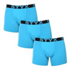 Styx 3PACK férfi boxeralsó hosszú sport gumi világoskék (3U1169) - méret L