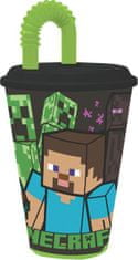 Stor POHÁR SZÍVÓSZÁLLAL MINECRAFT 430 ML, MŰANYAGBÓL KÉSZÜLT