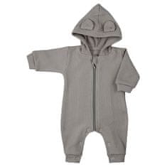 KOALA Pure bézs színű bébi overall kapucnival és fülekkel - 80 (9-12m)