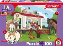 Schmidt Puzzle Schleich Tábortűz a lakókocsinál 100 darab + Schleich figura