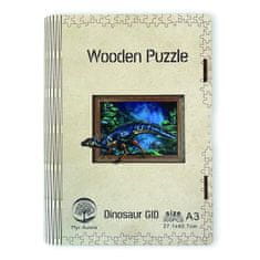 Dinoszaurusz puzzle A3, fából, világítós