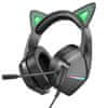 BO106 gamer fülhallgató macskafüllel USB / 3.5mm jack, fekete/zöld