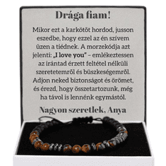 Lovilion Ásvány karkötő "Drága Fiam - I love you" Titkos üzenet Morze kóddal, szuper ajándék Valentin napra | AER MORSEBRACELET