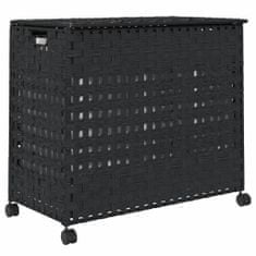 Vidaxl fekete rattan szennyeskosár kerekekkel 66x35x60 cm 372047