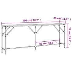 Vidaxl fekete szerelt fa tálalóasztal 200x29x75 cm 837777