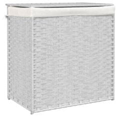 Greatstore fehér polyrattan szennyeskosár 2 rekesszel 53x33x57 cm