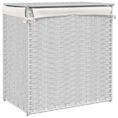 Greatstore fehér polyrattan szennyeskosár 2 rekesszel 53x33x57 cm