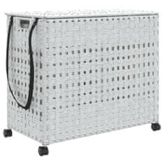 Greatstore fehér rattan szennyeskosár kerekekkel 66x35x60 cm