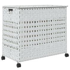 Greatstore fehér rattan szennyeskosár kerekekkel 66x35x60 cm