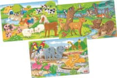 Goki Fa puzzle Állatok 3x24 darab