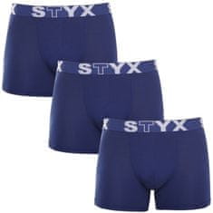 Styx 3PACK férfi boxeralsó hosszú sport gumi sötétkék (3U968) - méret L