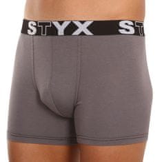 Styx 3PACK férfi boxeralsó hosszú sport gumi sötétszürke (3U1063) - méret L