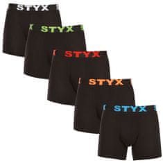 Styx 5PACK Fekete long férfi boxeralsó sport gumi (5U9602) - méret M