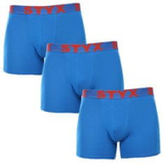 Styx 3PACK Kék long férfi boxeralsó sport gumi (3U1167) - méret L