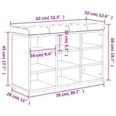 Greatstore szürke sonoma színű szerelt fa cipőtároló pad 82 x 32 x 50 cm