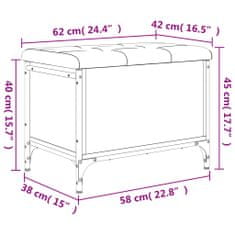 Greatstore barna tölgy színű szerelt fa tárolópad 62 x 42 x 45 cm